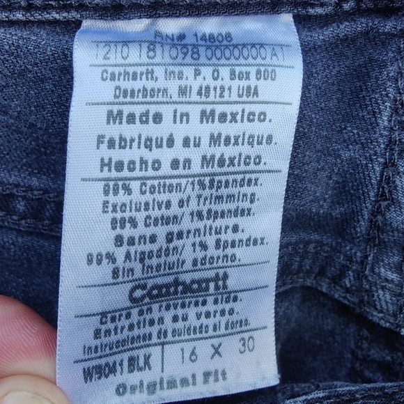 Carhartt Womens Jeans Black Stretch Original Fit Straight Leg Denim Pants Sz 16 - Picture 2 of 11